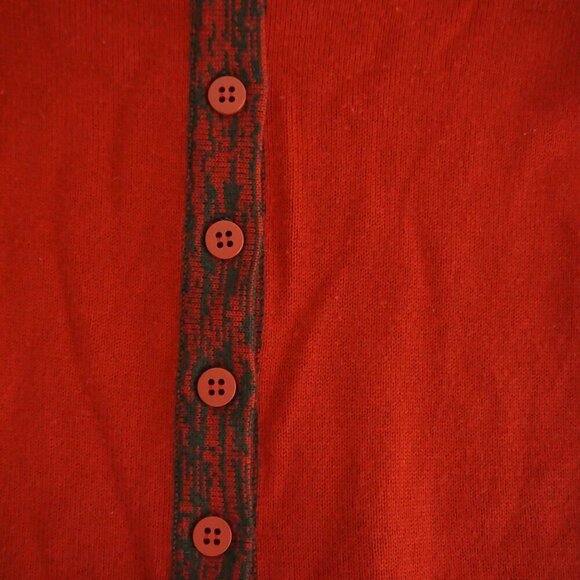 Vintage Gino Pabli Red Knit 40% Wool Fine Knit Cardigan Sweater M - Picture 7 of 10